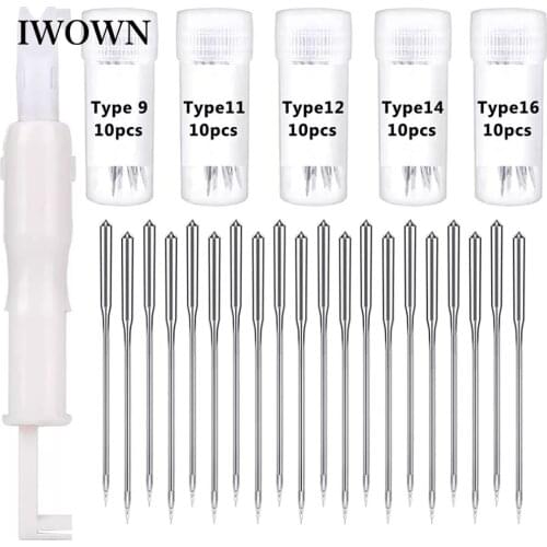 50pcs Sewing Needles Jeans General Sewing Machine Needles Universal Regular Point for Home Sewing Machine With Threader