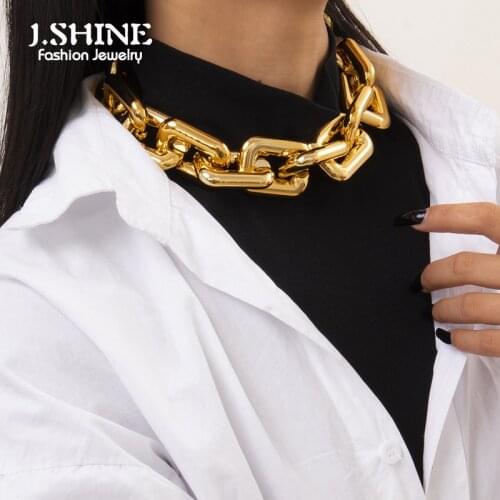 JShine Exaggerated Cuban Curb Chunky Chain Necklace Women Statement Hip Hop CCB Thick Link Chain Choker Necklace Punk Jewelry