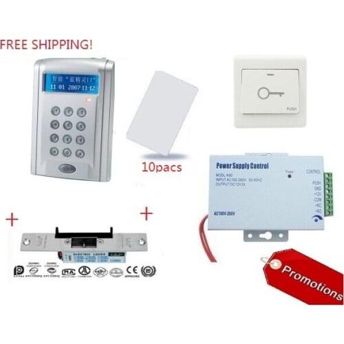 Access control kit ,LCD Display RS485 Networking Entry Door Access Control System+power+250kg Cathode lock +10em card