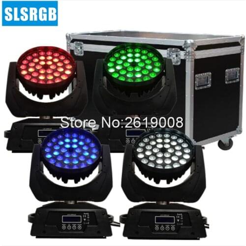 4pcs/lot with flightcase Led Moving Head Wash 36x10w RGBW 4in1 Zoom DMX512 controller for Theater DJ Stage show, Party
