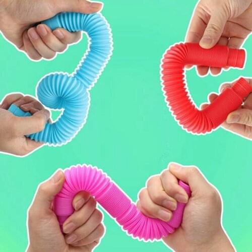 Colorful Toys for Children Sensory Folding Tube Stress Relief Toys Educational Funny Antistress Tube Coil Toy Folding Plastic