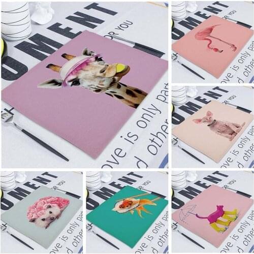 Colorful Giraffe Goldfish Table Napkins Pineapple Flamingo Party Decor Tablecloth 42*32cm Table Skirt Kitchen Decor Placemat