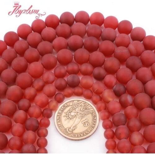 6,8,10mm Round Bead Frost Matte Red Agates Natural Stone Beads For DIY Necklace Bracelet Jewelry Making Spacer Strand 15"