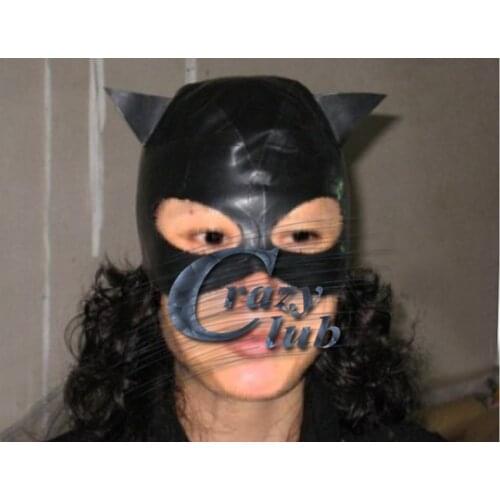 Crazy club_Customized Latex Catman Hood Mask Fetish Sexy 100% Natural Latex Handmade Latex Cat women hood mask Fast Delivery