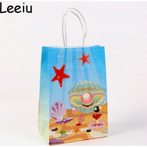 Leeiu 5pcs Under Sea Animal Mermaid Tail Tote Bag Mermaid Birthday Party Decoration Decoration Paper Candy Bag Baby Shower Girl