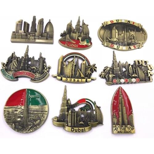 Dubai Metal Fridge Magnet Magnetic Creative Souvenir Sailing Hotel The Tallest Building UAE Alloy Burj Khalifa