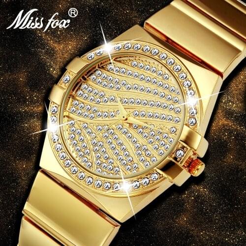 MISSFOX Weave Gold Watch Women Famous Brand Quartz Golden Clock Ladies Designer Watches Luxury Diamond Watch C Relogio Feminino