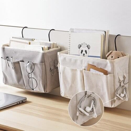 Multifunction Canvas Bedside Hanging Pocket Storage Bag Dormitory Goods Storage Bag Childrens Toy Storage Bag Home Organizer