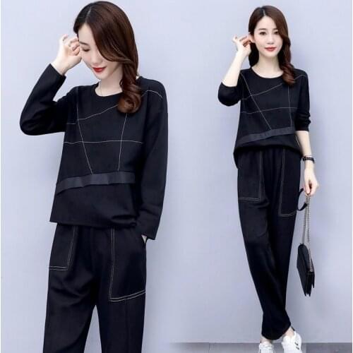 Pure Cotton Fashion Suit Women Spring and Autumn Models Plus Size Womens Loose and Thin Two-piece Trousers Suit