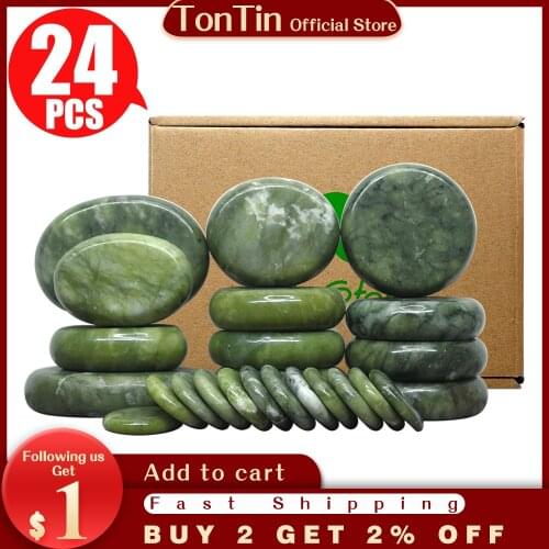 Tontin Jade glaze hot stone massage Set massager back massageador Health Care stones for massage spine basalt lava stone spa