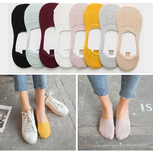 5 Pairs Of Breathable Womens Socks Shallow Mouth Pure Cotton Non-slip Invisible Boat Socks Summer Comfortable Ankle Socks