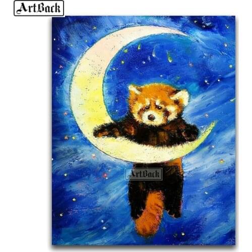 New 5D Diamond Painting Moon Bear Cartoon Icon Full Square Mosaic 3d Sticker Diamond Embroidered Home Decoration Artwork