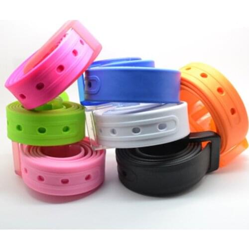 New Eco-friendly Plastic Belt Unisex Silicone Rubber Belt Korean Style Smooth Buckle for Women Men Unisex Candy Colors 5 Colors