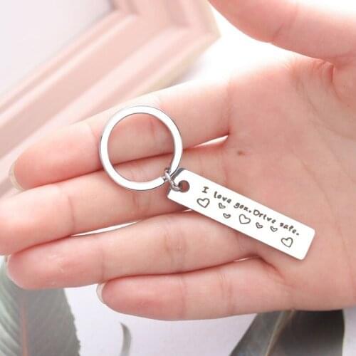 Oeinin Simple Keychain Man I Love You Drive Safe Key Holder Bags Unisex Letter Color Zinc Alloy Key Chain Pendant Accessories