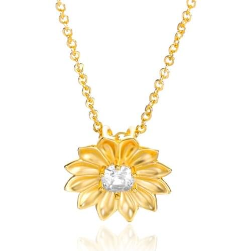 Necklace for Women Gold Stainless Steel Lotus Flower Pendant Crystal Jewelry Religion Sacred Noble Gift Chain Free Shipping Item