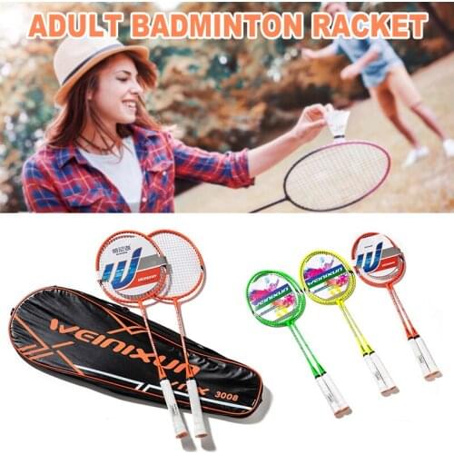 Badminton Racket Adult Suit 2 Pack With Ball Ferroalloy Practice Entertainment Beginners Durable SAL99