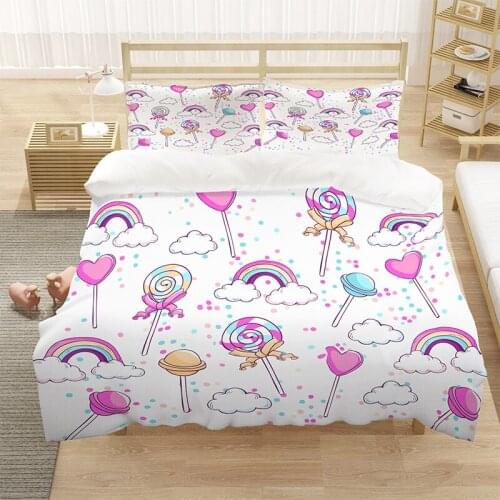 Cartoon Cute Pattern Candy Kids 3D Luxury Bedding Set Duvet Cover Sets Home Textile King Queen Double Full Single Size Dropship
