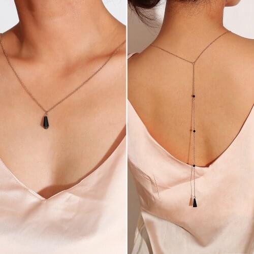 Sexy simple drop-shaped back chain female personality long tassel geometric body chain low-cut small pendant fashion womens dec