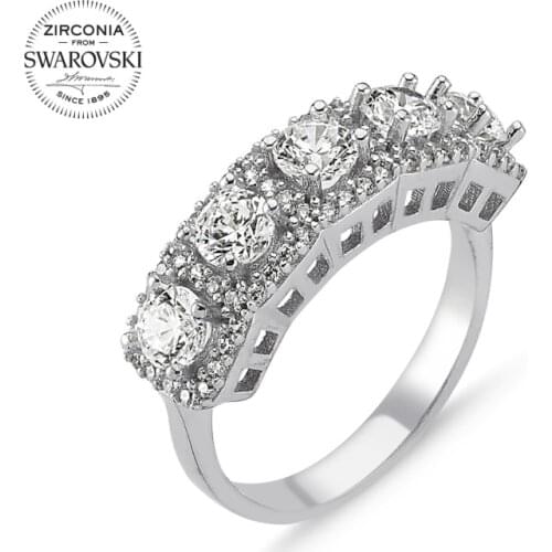 Silver 925 Sterling Swarovski Zirconia Gemstone Dibs Ring
