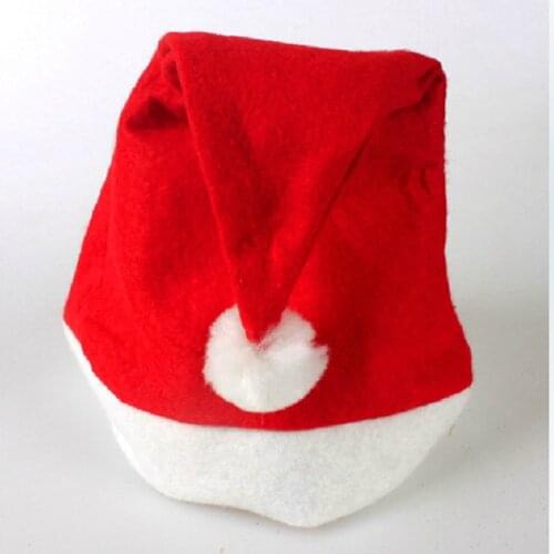 1pc 28x35cm Santa Hat Winter Warm Christmas Plush Adult Hat To Increase Thickening Big Ball Soft Plush Christmas Hat Cap