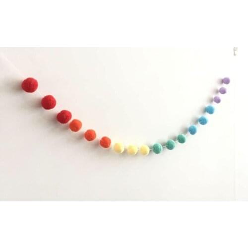 DIY Wool Felt Ball Garland Pom Pom Garland 30 Balls Colorful Nursery Baby Kids Girls Room Decoration Kawaii Room Decor Ornament