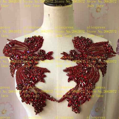 Stock 1piece/bag Wine red chest decoration hot diamond beads fashion accessories for the wedding dress festival dress