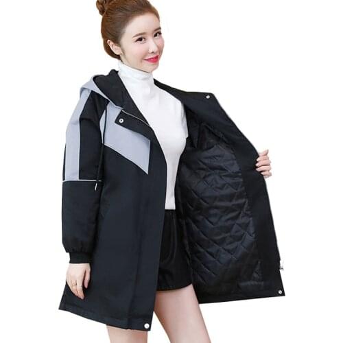 Plus Size Long Windbreaker Woman Outerwear sSpring Autumn Jacket 2021 New Winter tThick Loose Hooded Overcoat Womens Tops