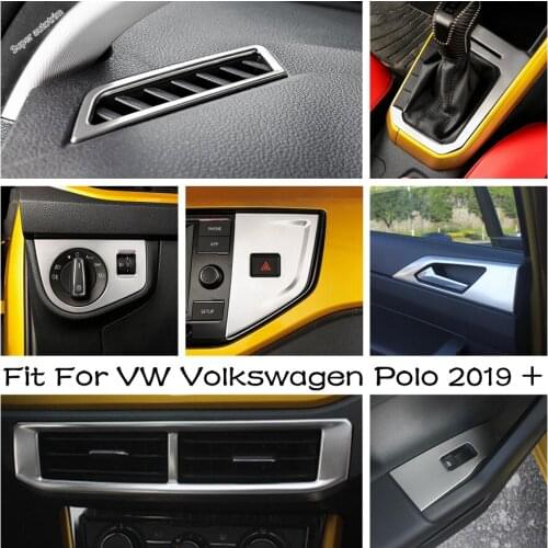 Stainless Steel Interior Refit Kit Warning Light Lamp Panel Window Switch Button Cover Trim For VW Volkswagen Polo 2019 - 2021