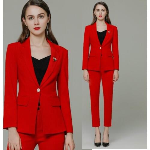 Women Suit Blazer and pants work suits for women jacket and Pants Set red suit2-piece trousers business suits ladies piece pants