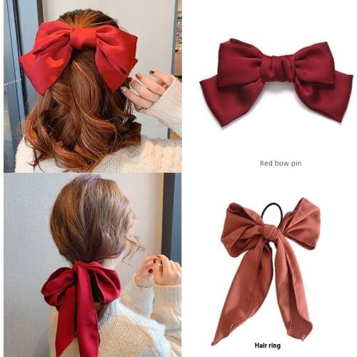 1PC Bow Elastic Hair Bands For Woman Streamers Hair Ring Fashion Ribbon Girl Scrunchies Horsetail Tie Solid Hair Accessories Hot