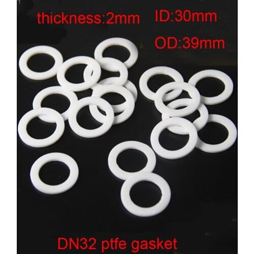 100pcs DN32 ptfe gasket round 1.2 inch ETFE FEP circular washer 30mm id 39mm od ETFE FEP Ring spacer Polytetrafluoroethylene pad