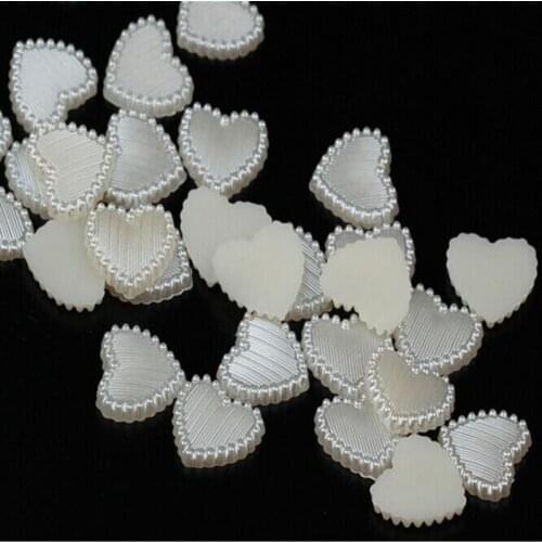 1000pcs 10mm Ivory Heart Pearl Flatbacks Cabochons Embellishments DIY Phone Nail Decorations Scrapbook Crafts Cardmaking