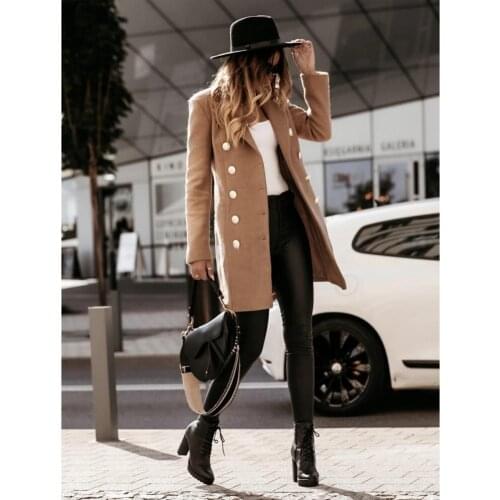 2021 Winter vrouwen revers trenchcoat Toevallige Middellange Pocket Overjas Geul Effen Vrouwen Lange Mouw Knop Jas bovenkleding