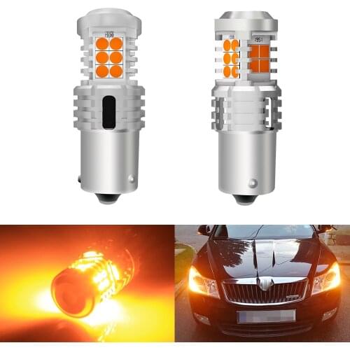 BMTxms Car Light 2Pcs BAU15S PY21W 7507 LED Signal Lights For Skoda Octavia Superb 2 FL A5 Seat LEON 2 3 MK2 MK3 Kia Rio 3 4