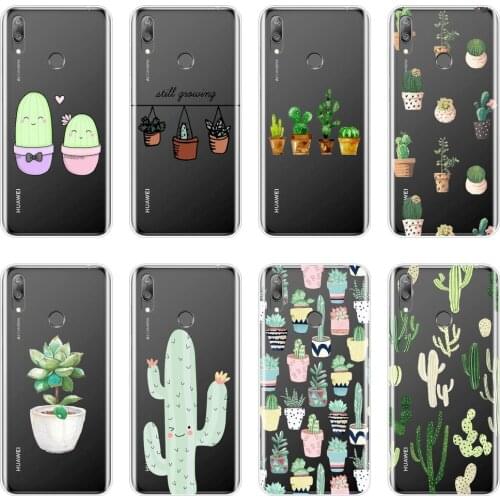 For Huawei Y9 Y7 Y6 Pro Prime 2019 Phone Case Silicone Cactus Flora Cute Flower Green Soft Back Cover For Huawei Y5 Y6 Y7 2019