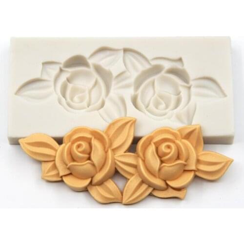 DIY Cake Decoration Silicone Molds 2PCS Rose Flowers Chocolate Candy Soap Silicone Mould