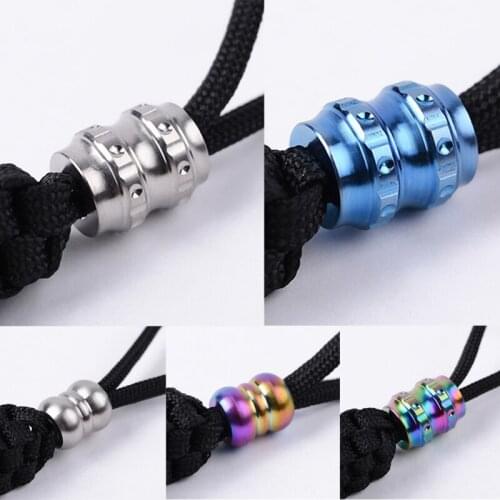 F2TC Outdoor Camping EDC Tools Titanium Alloy TC4 Knife Beads Paracord Rope Pendant