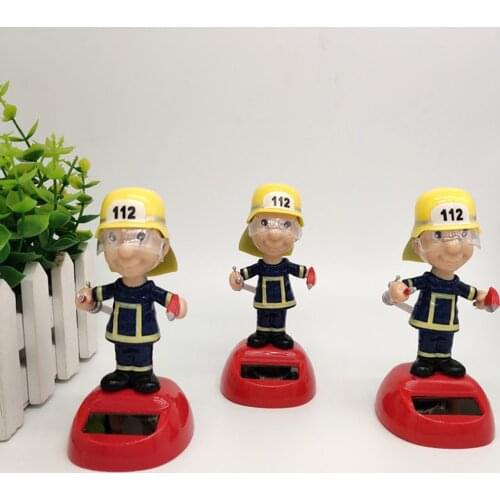Shaking Head Figure Car Ornaments Auto Interior Decorations Firefighter Shaking Head Doll Car Accessory Doll Toys Ornament