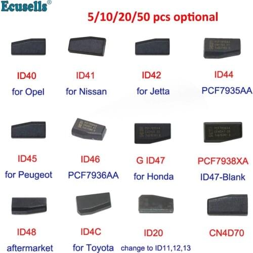 ID40 for Opel ID41 for Nissan ID42 for Jetta ID44 ID46 ID45 ID47 PCF7938XA for Honda ID48 ID20 ID4C CN4D70 Transponder Key Chip