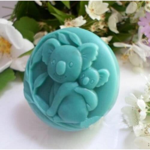 Koala Molds Animal Fondant Mold Mom and Child on The Tree Soap Mold Handmade Silicone Soap Mould Moulds Clay Plaster Aroma Stone