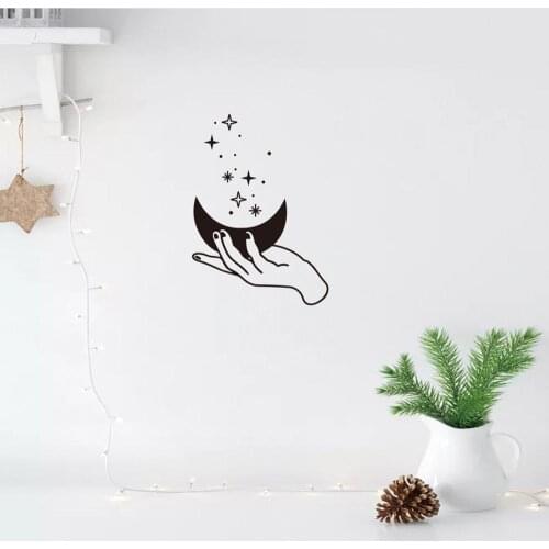Creative Hand holding the moon Wall Sticker living room kids room home decoration bedroom removable mural Self-adhesive stickers