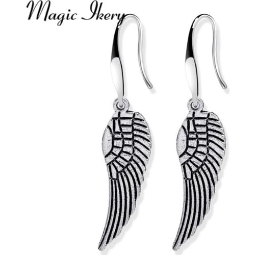 Magic Ikery 2017 New Fashion Retro Angel Wings Drop Earrings Asymmetry Earrings Jewelry Gift For Women YT-E3659
