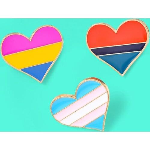 Fashion Rainbow Heart LGBT Brooches LGBT Design Metal Badges Pride Lapel Pin Badge Jewelry Lesbian Gay Gift Unisex