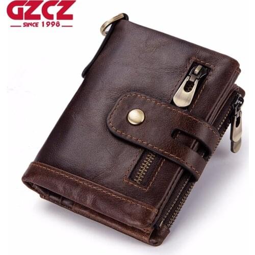 GZCZ 2019 New Vintage Men Wallet Genuine Leather Short Wallets Male Multifunctional Cowhide Purse Gift Coin Pocket Portomonee