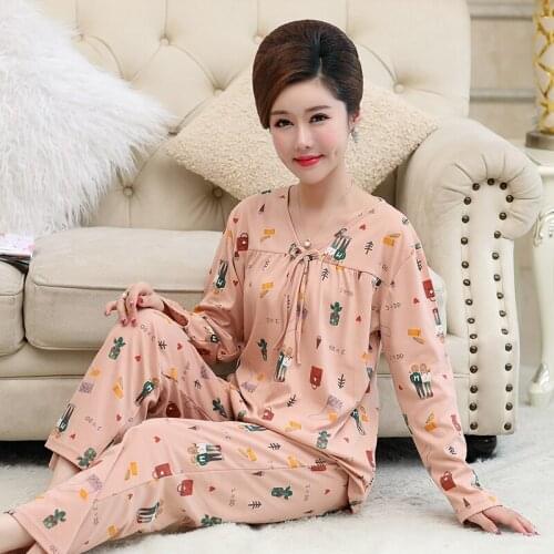 New Arrival Autumn Women Pajamas Set Knitted Cotton Pijama Mujer Long Sleeve Casual Loose Plus Size M-4XL Sleepwear Homewear