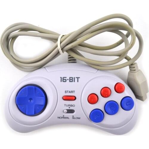2018 new 16 bit Classic Wired Game Controller for SEGA Genesis 6 Button Gamepad for SEGA Mega Drive Mode Fast Slow white