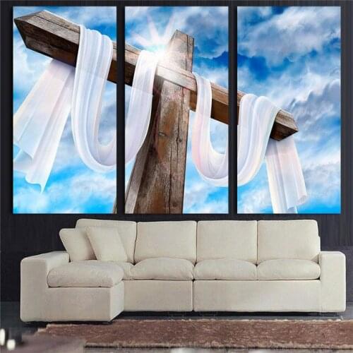 Framed HD Print 3 pcs jesus christ on the cross canvas wall art painting modern home decor living room decor wall art /PT1037