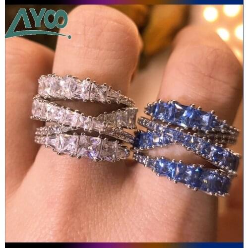 SWA Fashion Jewelry 1:1 Copy,Charming TWIST Blue Crystal Spiral Interlace Ring Elegant Couple Gift For Female With Logo