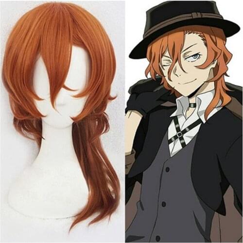 High Quality Anime Bungo Stray Dogs Chuya Nakahara Chuuya Cosplay Wig Heat Resistant Synthetic Hair Wigs + Wig Cap