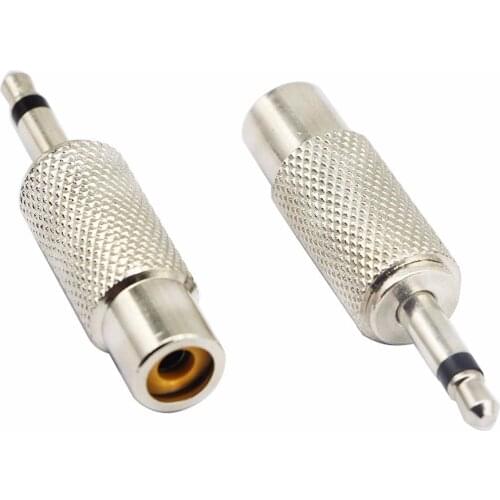 RCA to 3.5MM Audio TS Adapter 3.5mm 1/8" Mono Plug Male to RCA Female Jack Adaptor Connector 2pcs/lot Silver ( 2-Pole)